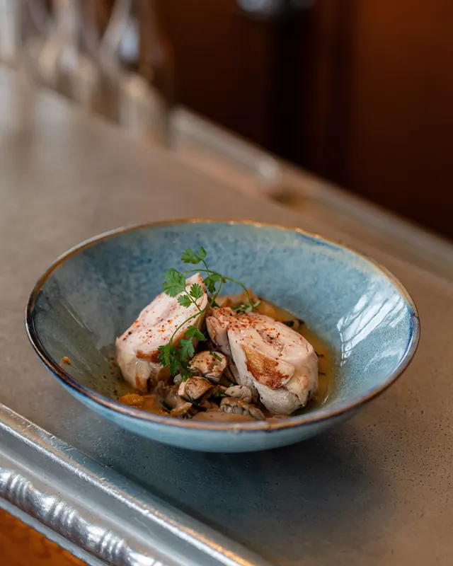 Saddle of rabbit, mushrooms